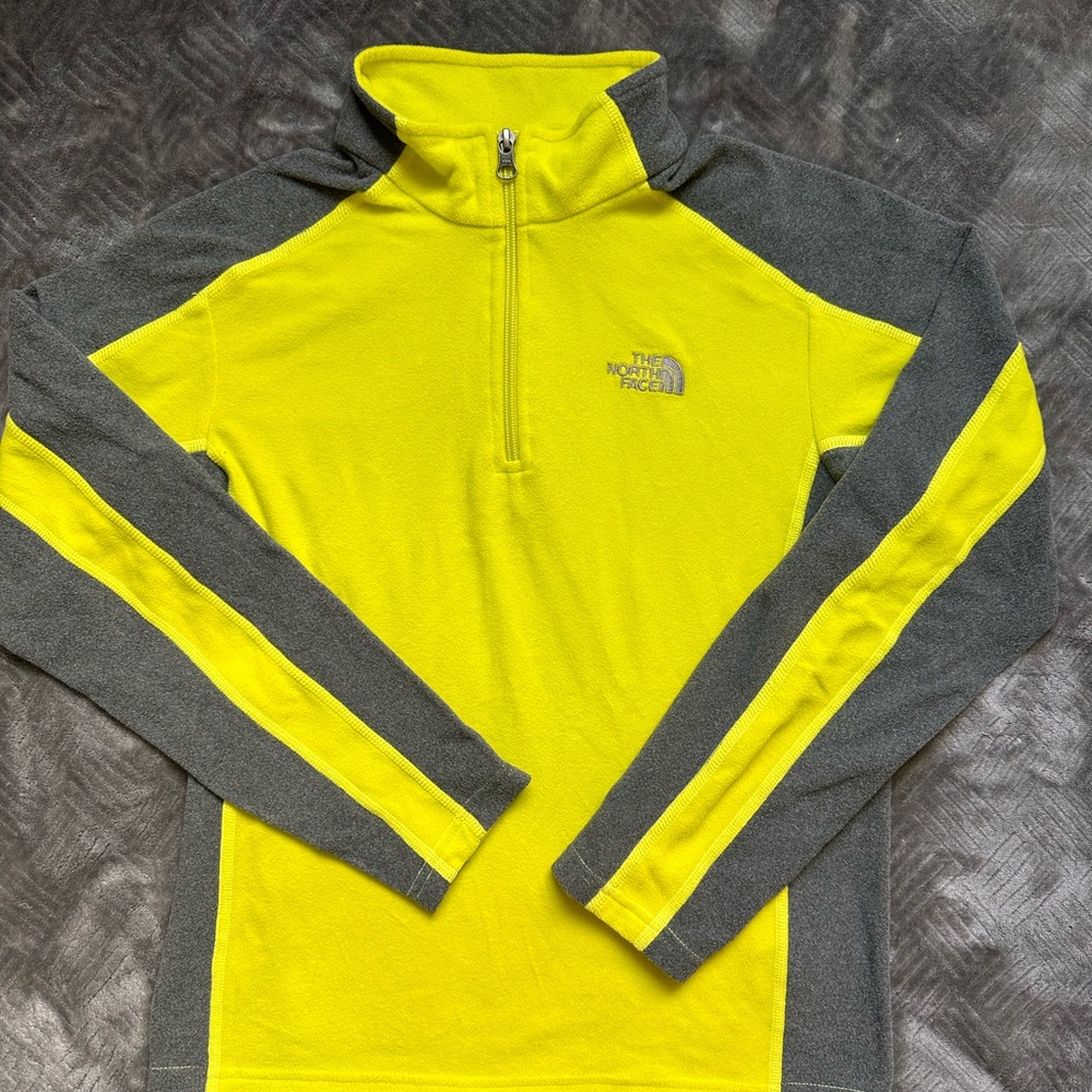 The North Face Yellow and Gray Zip Up Sweater